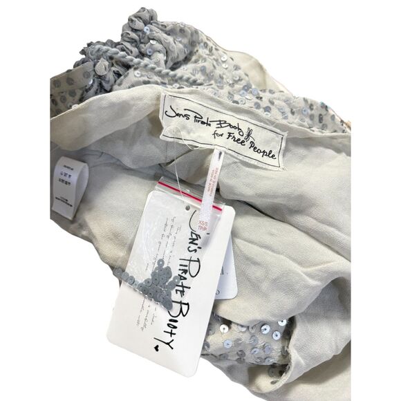 Jen's Pirate Booty for Free people Appolonia silver sequin gray tie top - Picture 6 of 9